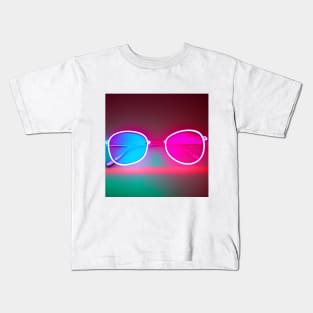 White Frame Glasses Kids T-Shirt